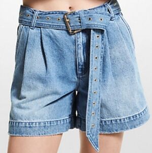 Michael Kors Light Blue Belted Jean Shorts Size 6